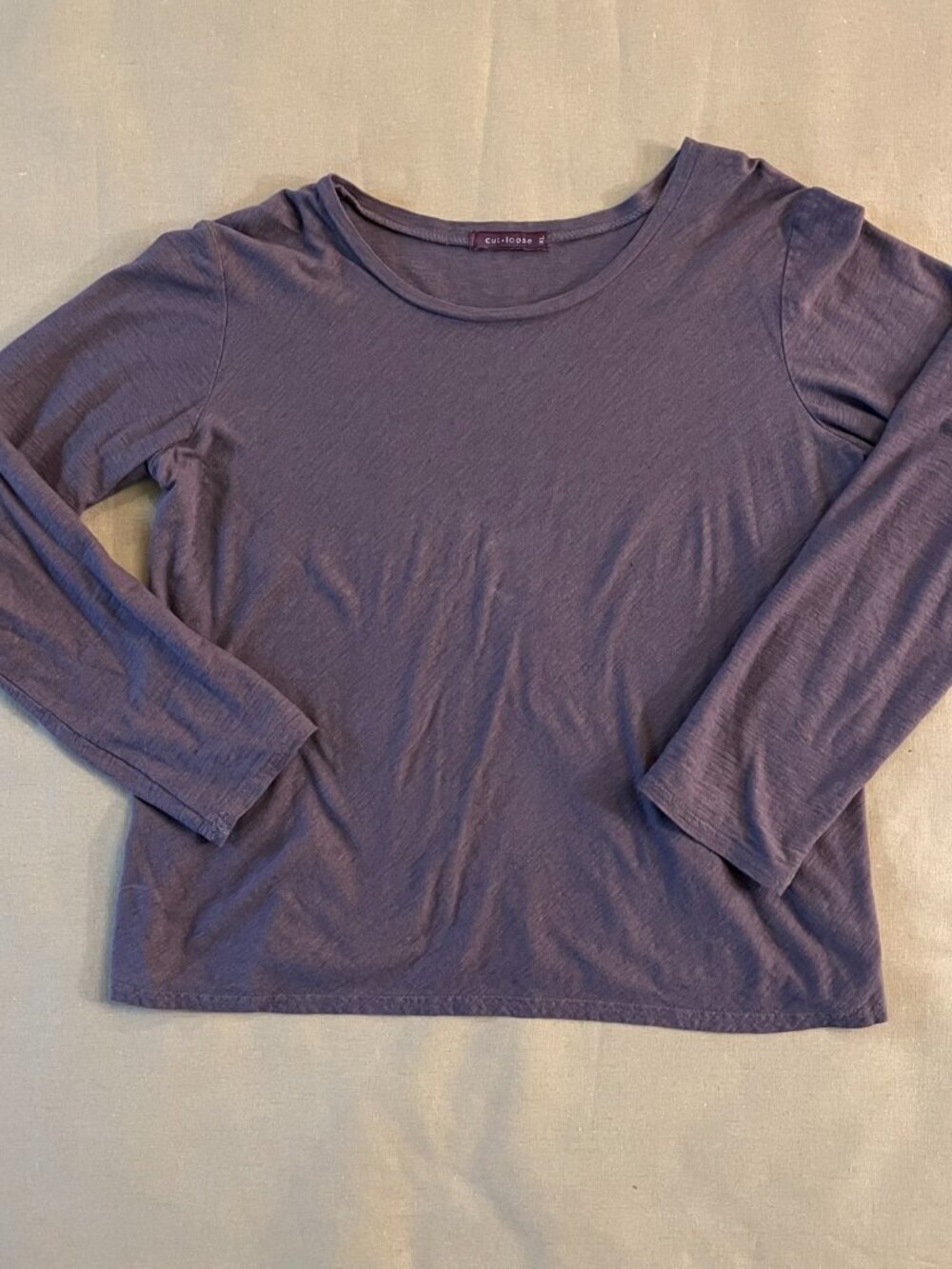Cut Loose Shirt Women's XL Purple Cotton Linen Lagenlook BOHO Coastal Eco USA